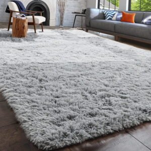 4'x6' Soft Fluffy Area Rug for Bedroom - Light Grey