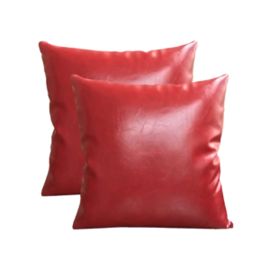 2pc Faux Leather Cushion Covers Throw Pillowcase - Red